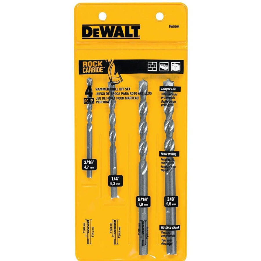 Dewalt 4-Piece Premium Percussion Masonry Drill Bit Set | * Best