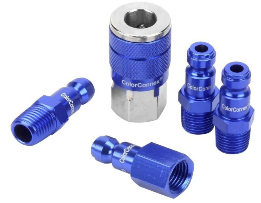 Colorconnex Coupler And Plug Kit (5 Piece), Industrial Type C, 1/4 In. Npt, Blue | * Hot