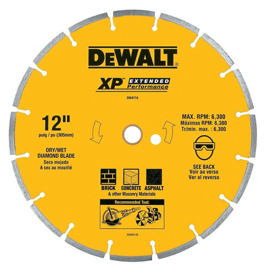 Dewalt Industrial 12-Inch Dry Cutting Segmented Diamond Saw Blade W/1-Inch Arbor | * Online