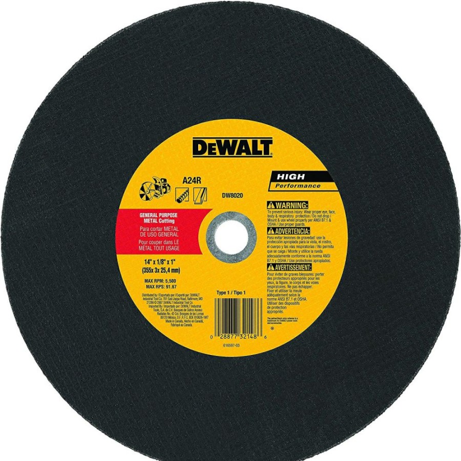 Dewalt 14 X 1/8 X1 Aluminum Oxide High Speed Rail Cutting Wheel | * Best