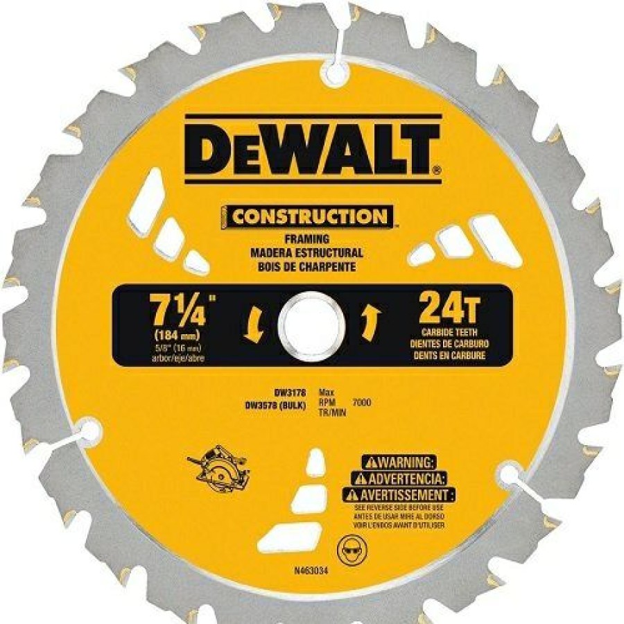 Dewalt Small Diameter Carbide Tipped Construction Saw Blade 7 1/4 , 24 Teeth | * Best