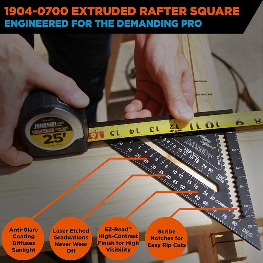 Johnson Level 7 Johnny Square Professional Easy-Read Aluminum Rafter Square | * Clearance