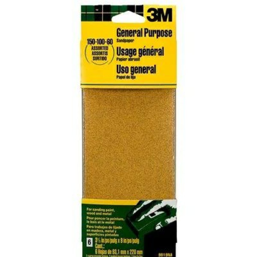 3M General Purpose Sanding Sheets 3 2/3 In X 9 In Assorted Grit 6/Pk | * Hot