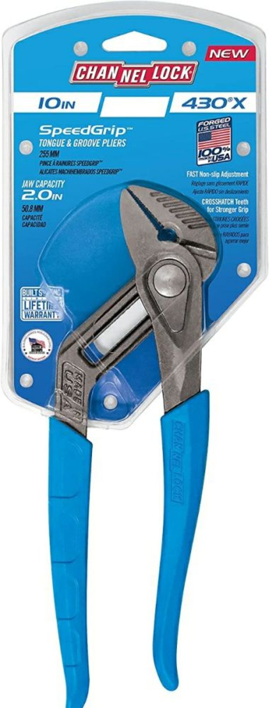 Channellock 430X 10-Inch Speedgrip Straight Jaw Tongue & Groove Pliers | * New