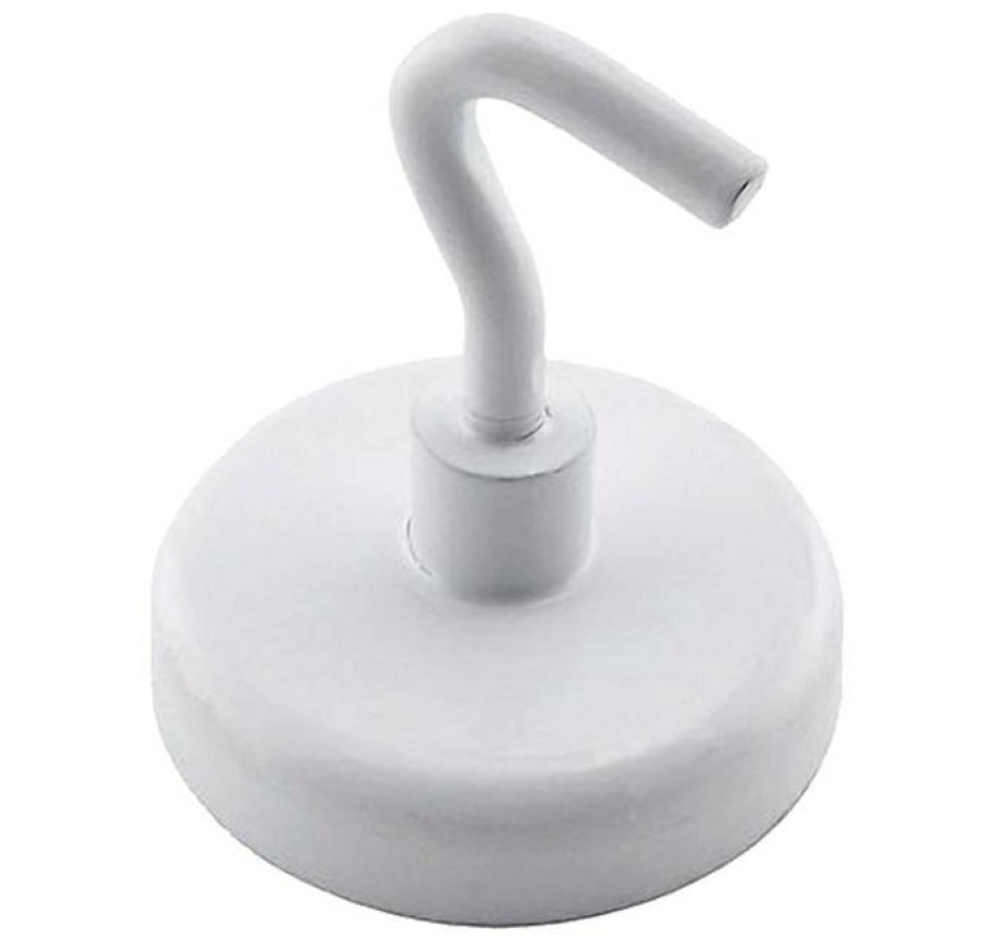 Master Magnetics 1-1/2 Dia. White Enamel Magnetic Hook, 14 Lb. (2-Pack) | * Best