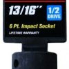 Pro Grade Standard 1/2 Drive 6 Point Impact Socket | * Online