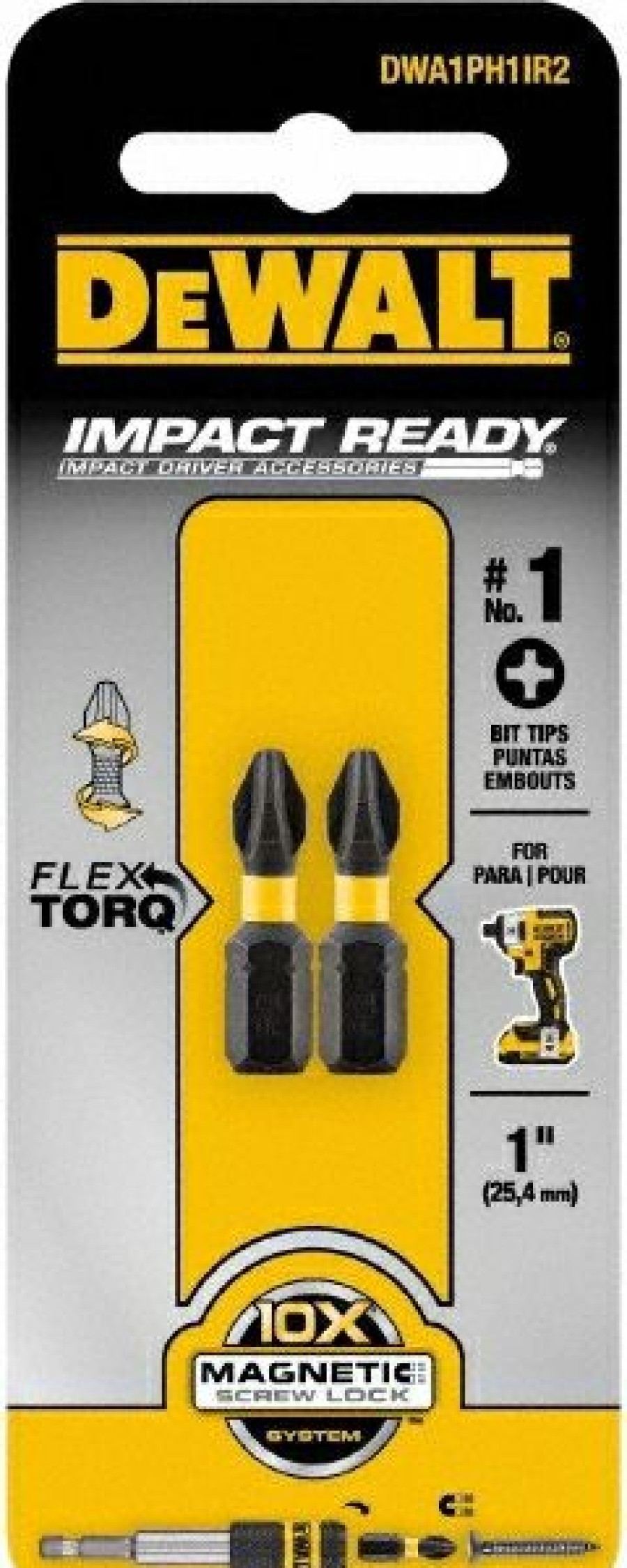 Dewalt 1 In Flextorq Screwdriving Bit Ph1 Tip 2 Pack | * Best